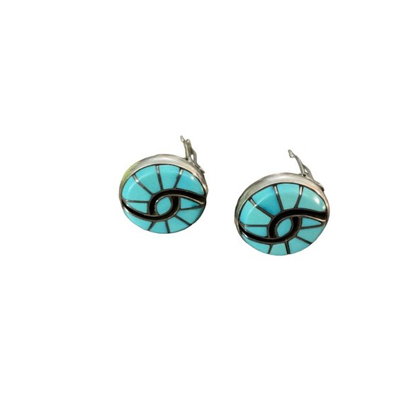 Amy Locaspino  Kingman turquoise and sterling silver earrings - Picture 5 of 5